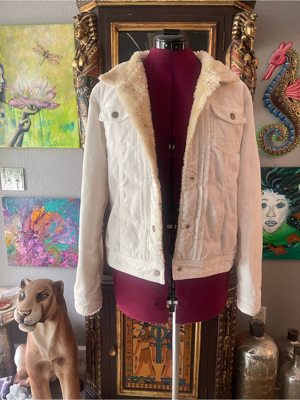 Roxy Cream Sherpa-Lined Jean Jacket